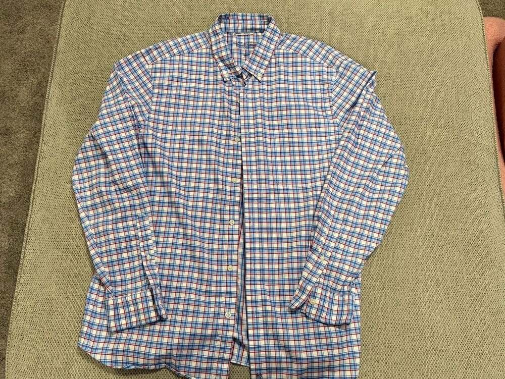 Vineyard Vines On-the-go Performance Button Down Plaid Shirt Brrr Large Casual -